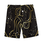Gold And Black Aquarius Sign Print Men's Sports Shorts