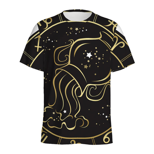 Gold And Black Aquarius Sign Print Men's Sports T-Shirt