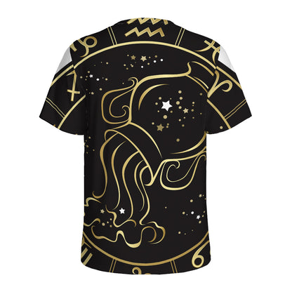 Gold And Black Aquarius Sign Print Men's Sports T-Shirt