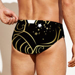 Gold And Black Aquarius Sign Print Men's Swim Briefs