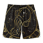 Gold And Black Aquarius Sign Print Men's Swim Trunks
