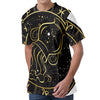 Gold And Black Aquarius Sign Print Men's Velvet T-Shirt