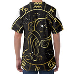 Gold And Black Aquarius Sign Print Men's Velvet T-Shirt