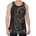 Gold And Black Aquarius Sign Print Men's Velvet Tank Top