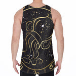 Gold And Black Aquarius Sign Print Men's Velvet Tank Top