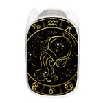 Gold And Black Aquarius Sign Print Mesh Laundry Hamper