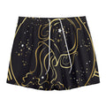 Gold And Black Aquarius Sign Print Mesh Shorts