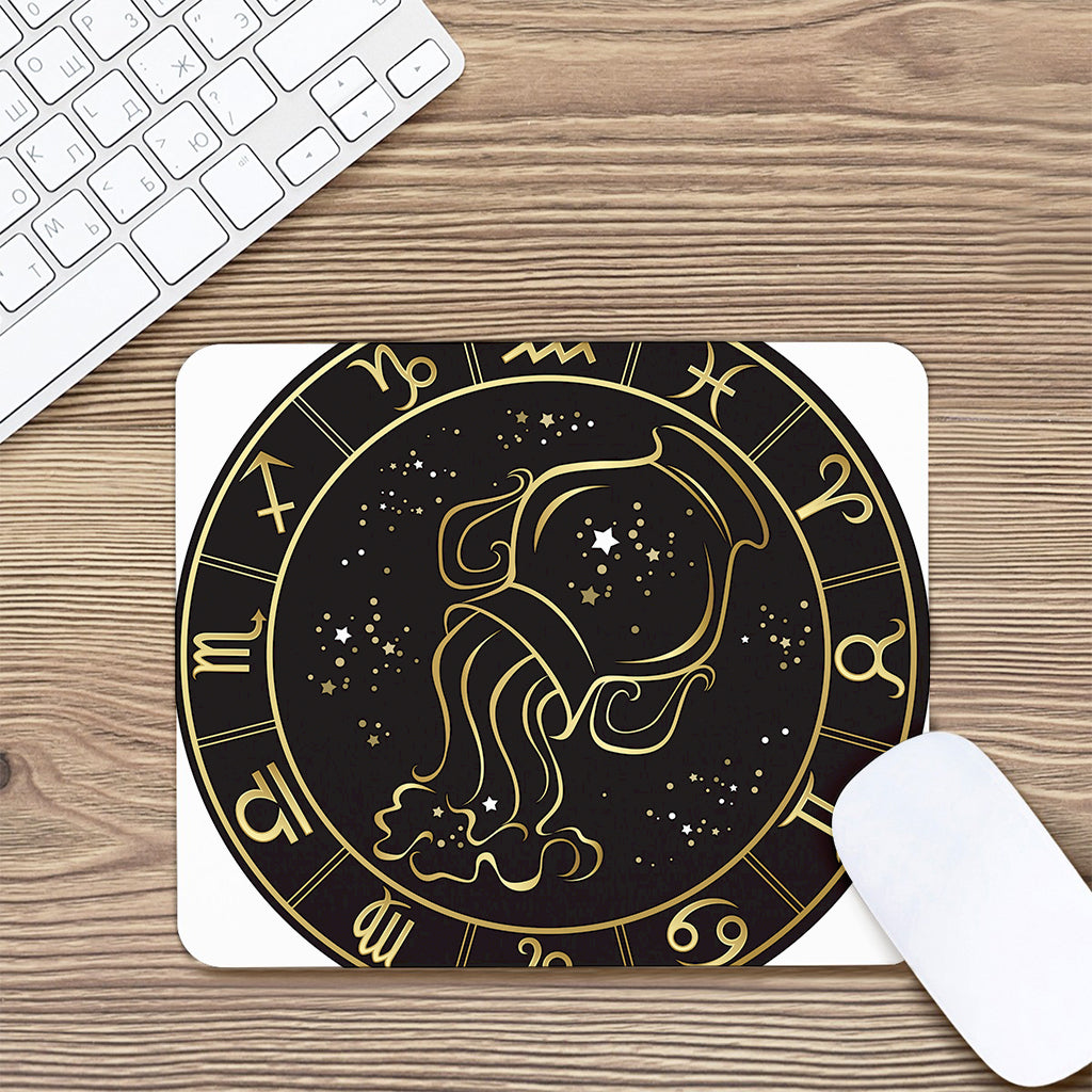 Gold And Black Aquarius Sign Print Mouse Pad