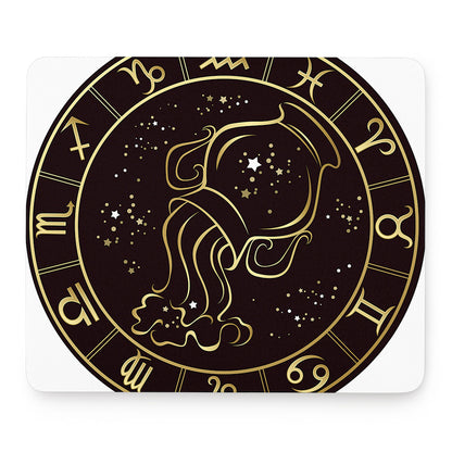 Gold And Black Aquarius Sign Print Mouse Pad