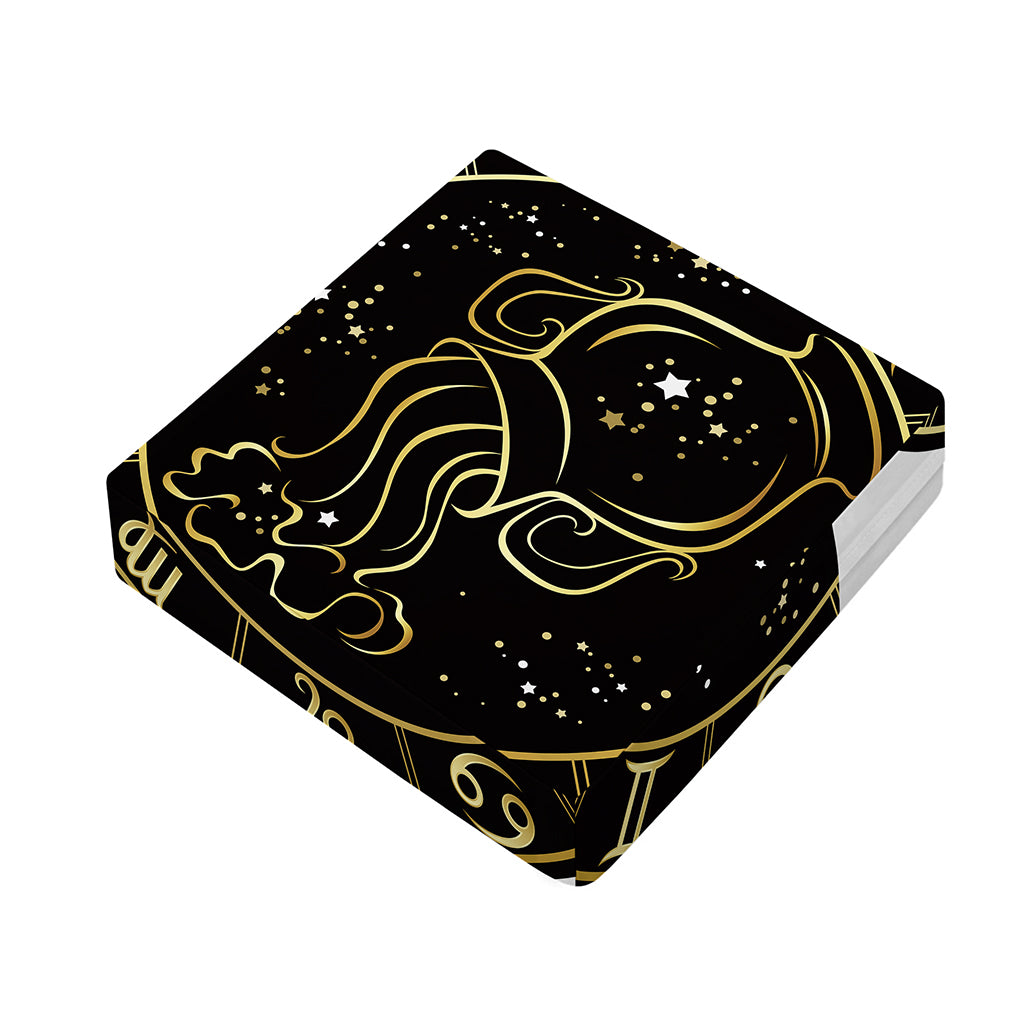 Gold And Black Aquarius Sign Print Outdoor Seat Cushion Cover