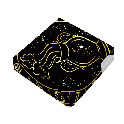 Gold And Black Aquarius Sign Print Outdoor Seat Cushion Cover