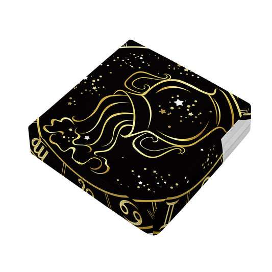 Gold And Black Aquarius Sign Print Outdoor Seat Cushion Cover
