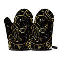 Gold And Black Aquarius Sign Print Oven Mitts