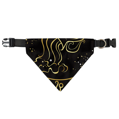 Gold And Black Aquarius Sign Print Over The Collar Dog Bandana