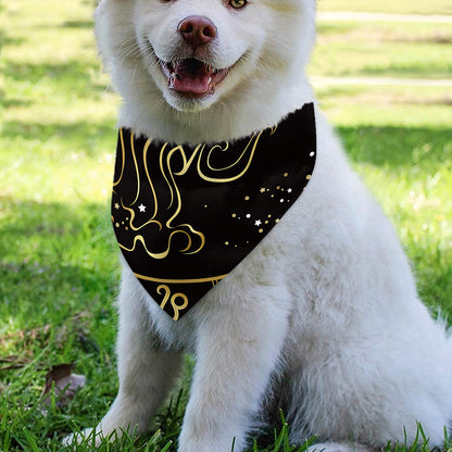 Gold And Black Aquarius Sign Print Over The Collar Dog Bandana