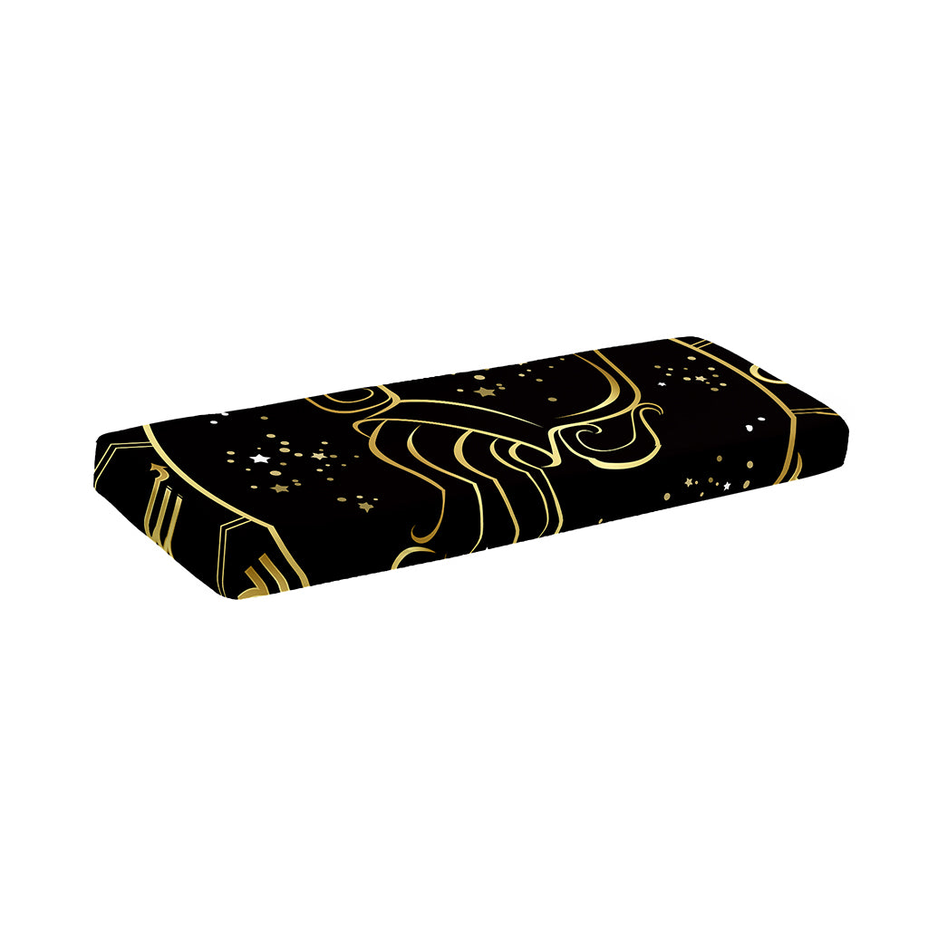 Gold And Black Aquarius Sign Print Piano Keyboard Cover