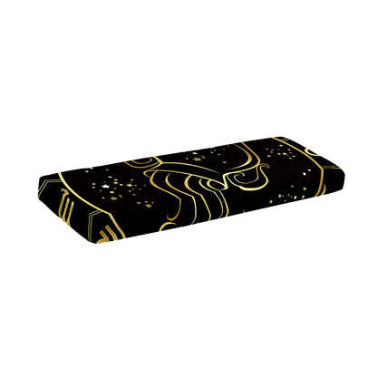 Gold And Black Aquarius Sign Print Piano Keyboard Cover