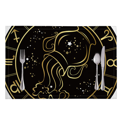 Gold And Black Aquarius Sign Print Placemat