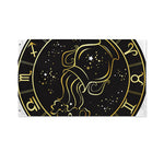 Gold And Black Aquarius Sign Print Polyester Flag