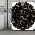 Gold And Black Aquarius Sign Print Polyester Shower Curtain
