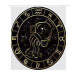 Gold And Black Aquarius Sign Print Polyester Shower Curtain