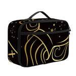 Gold And Black Aquarius Sign Print Portable Lunch Bag