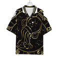 Gold And Black Aquarius Sign Print Rayon Hawaiian Shirt