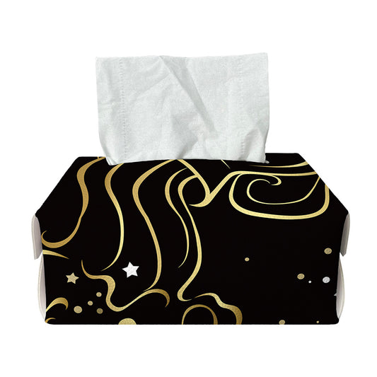 Gold And Black Aquarius Sign Print Rectangle Tissue Box Cover