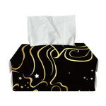 Gold And Black Aquarius Sign Print Rectangle Tissue Box Cover
