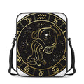 Gold And Black Aquarius Sign Print Rectangular Crossbody Bag