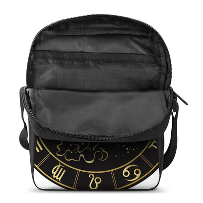 Gold And Black Aquarius Sign Print Rectangular Crossbody Bag