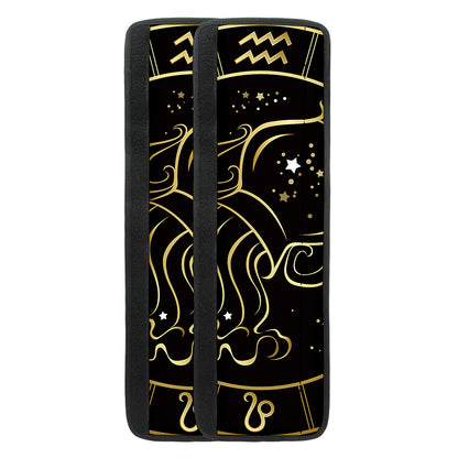 Gold And Black Aquarius Sign Print Refrigerator Handle Covers