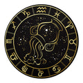 Gold And Black Aquarius Sign Print Round Blanket