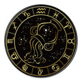 Gold And Black Aquarius Sign Print Round Floor Mat