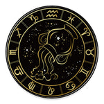 Gold And Black Aquarius Sign Print Round Floor Mat