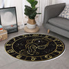 Gold And Black Aquarius Sign Print Round Rug