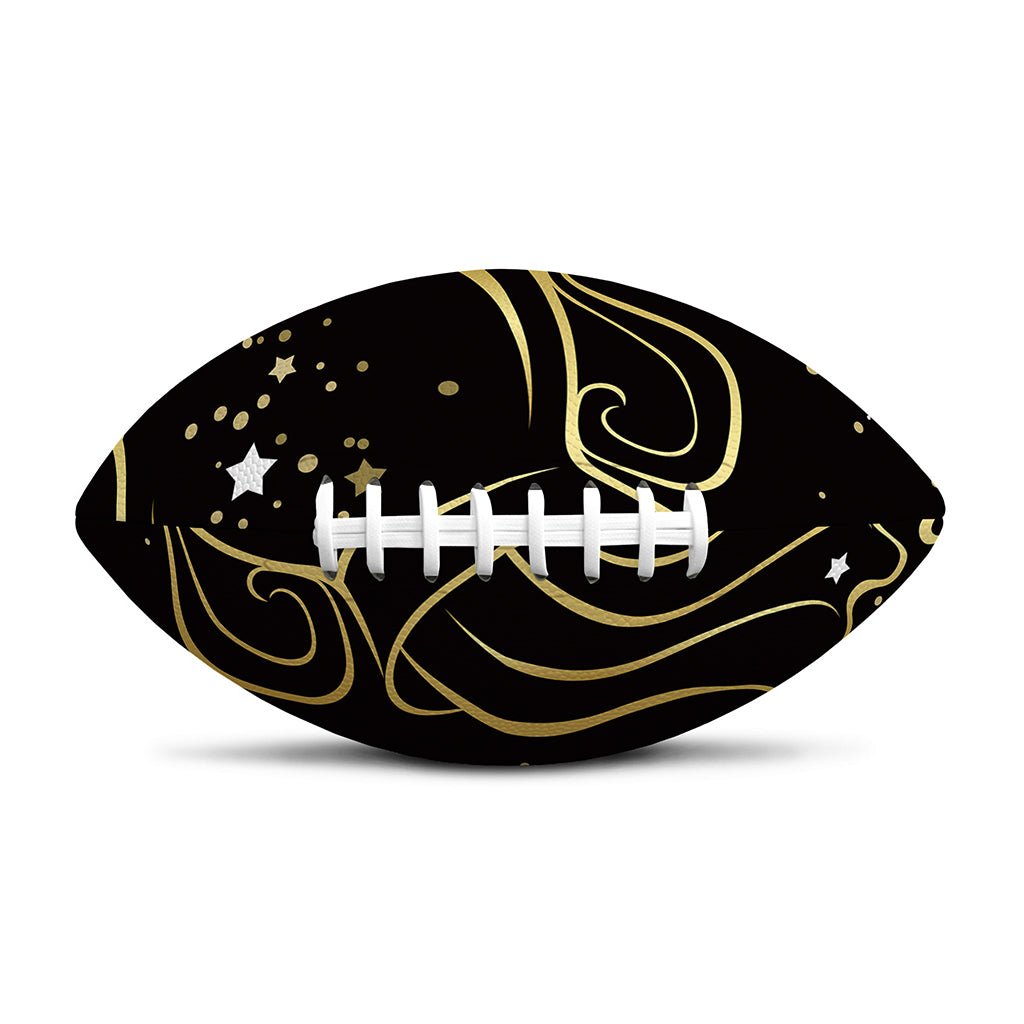 Gold And Black Aquarius Sign Print Rugby Ball