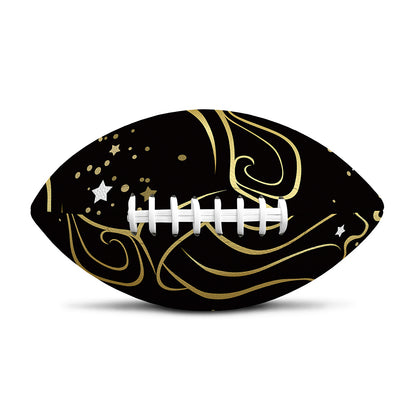 Gold And Black Aquarius Sign Print Rugby Ball