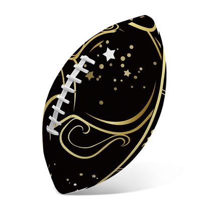 Gold And Black Aquarius Sign Print Rugby Ball
