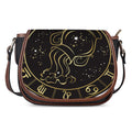 Gold And Black Aquarius Sign Print Saddle Bag