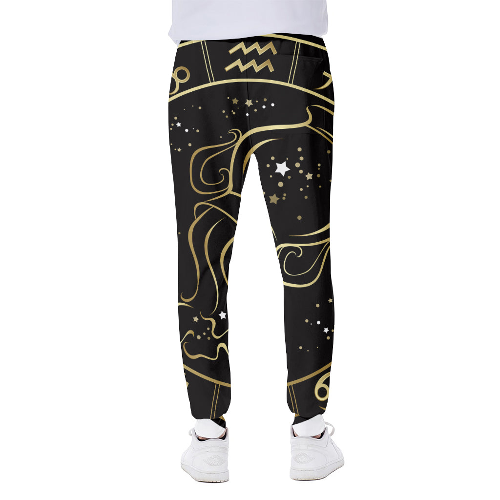 Gold And Black Aquarius Sign Print Scuba Joggers