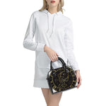 Gold And Black Aquarius Sign Print Shoulder Handbag
