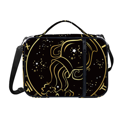 Gold And Black Aquarius Sign Print Shoulder Strap Bible Bag