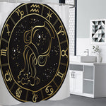 Gold And Black Aquarius Sign Print Shower Curtain