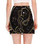 Gold And Black Aquarius Sign Print Side Slit Mini Skirt