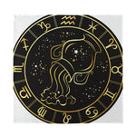 Gold And Black Aquarius Sign Print Silk Bandana