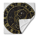 Gold And Black Aquarius Sign Print Silk Bandana