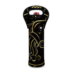 Gold And Black Aquarius Sign Print Single Neoprene Wine Tote