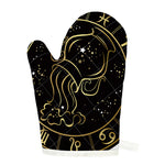 Gold And Black Aquarius Sign Print Single Oven Mitt
