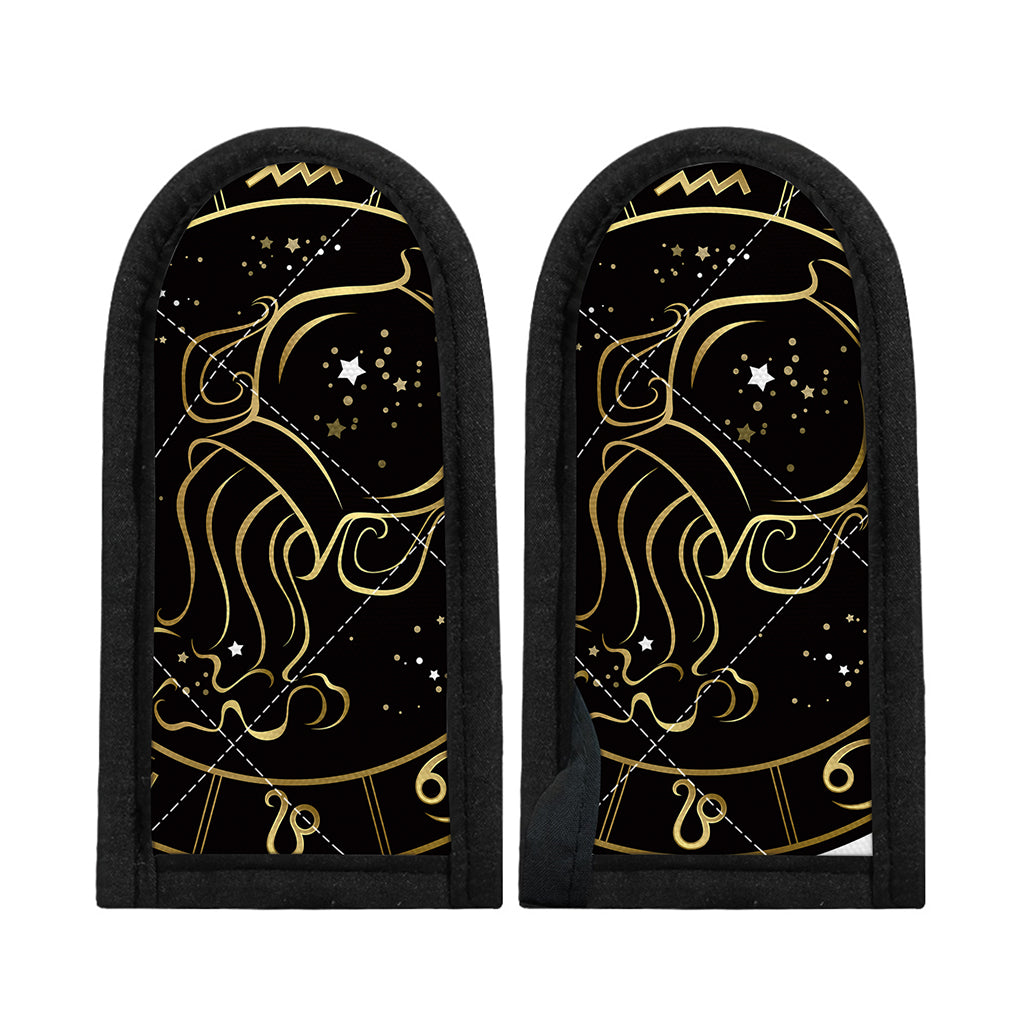 Gold And Black Aquarius Sign Print Skillet Handle Cover